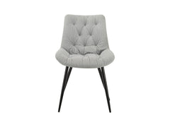 Claudio Upholstered Dining Chair — Corduroy Fabric & Black Metal Legs, Light Blue