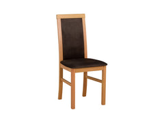 Como Upholstered Dining Chair | Brown & Golden Oak | Ergonomic | 43×92 cm