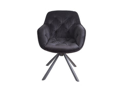 Eileen Swivel Chair — Velvet Bucket Seat, 360° Rotation & Powder-Coated Frame, Black