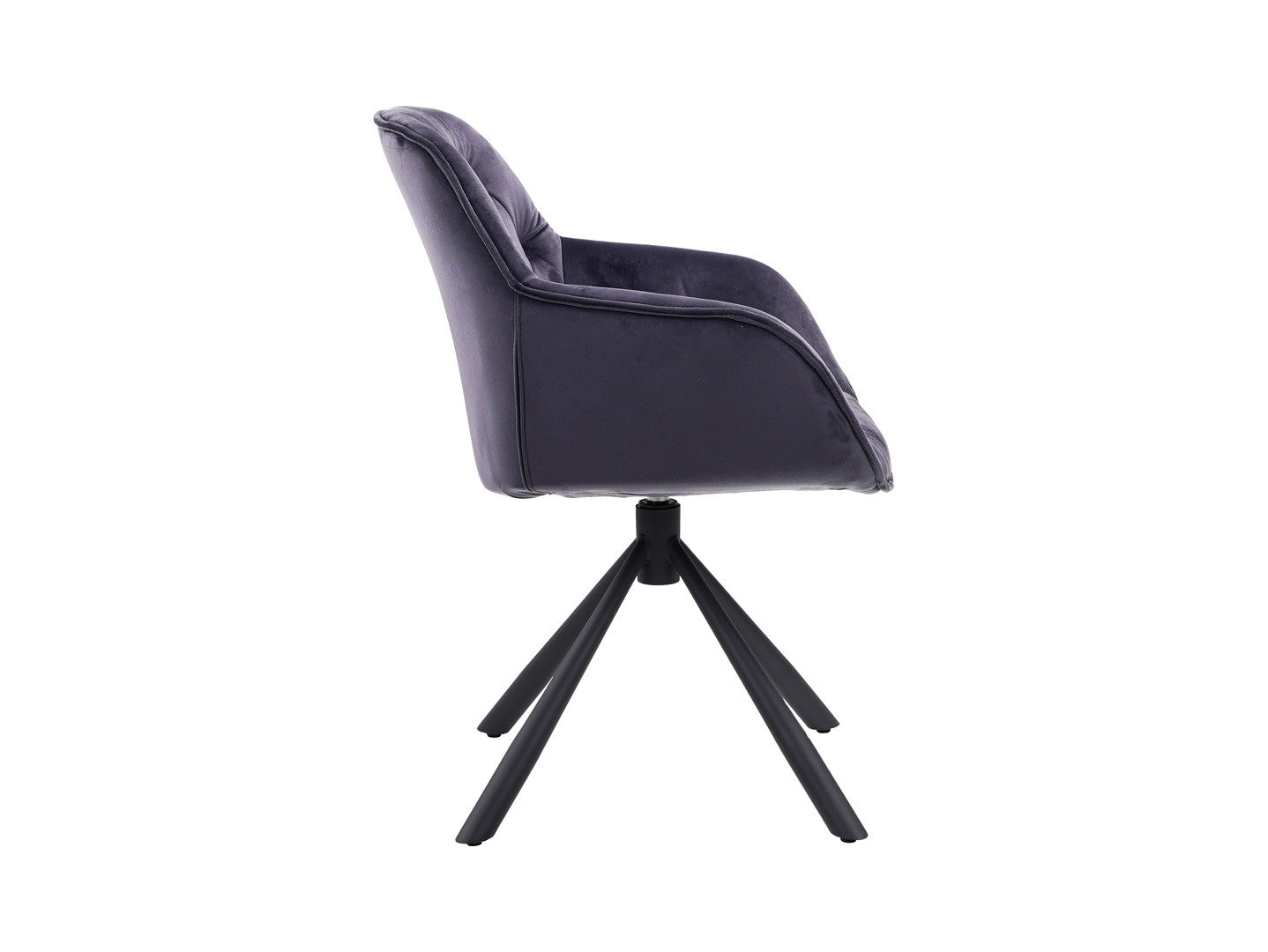 Eileen Swivel Chair — Velvet Bucket Seat, 360° Rotation & Powder-Coated Frame, Black