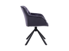 Eileen Swivel Chair — Velvet Bucket Seat, 360° Rotation & Powder-Coated Frame, Black