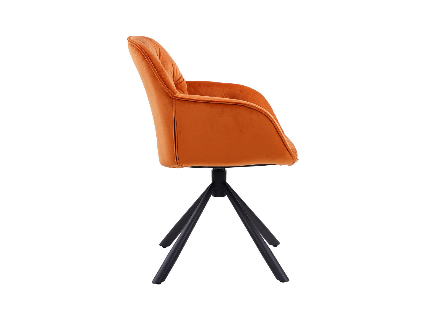 Eileen Swivel Chair — 360° Rotation, Quilted Velvet Bucket Seat & Powder-Coated Frame, Orange