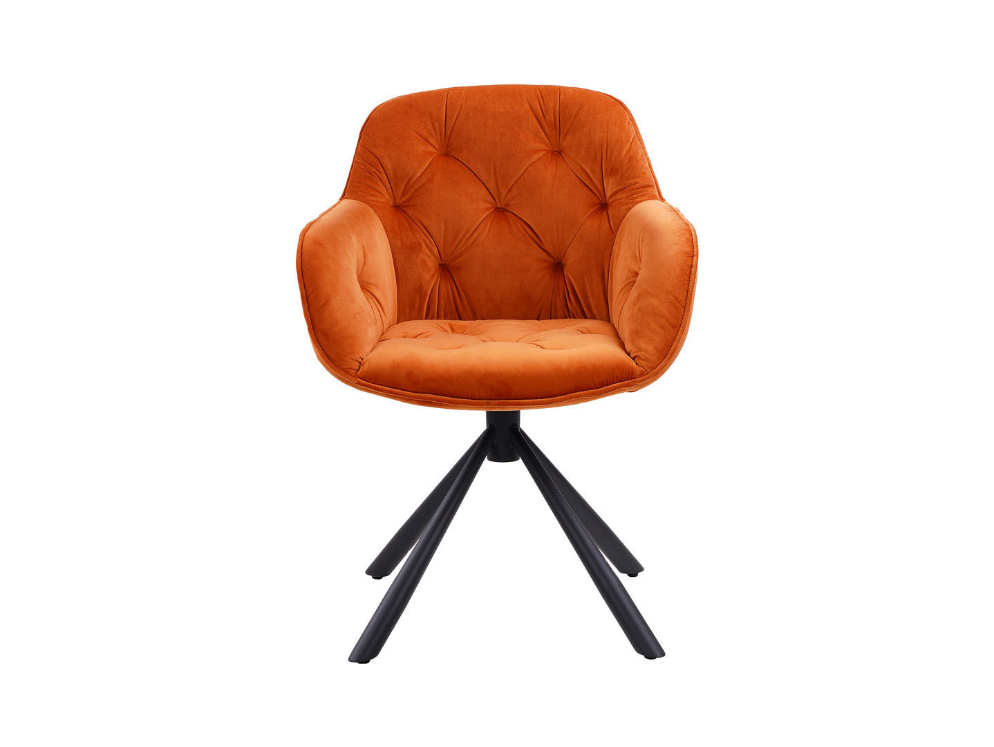 Eileen Swivel Chair — 360° Rotation, Quilted Velvet Bucket Seat & Powder-Coated Frame, Orange