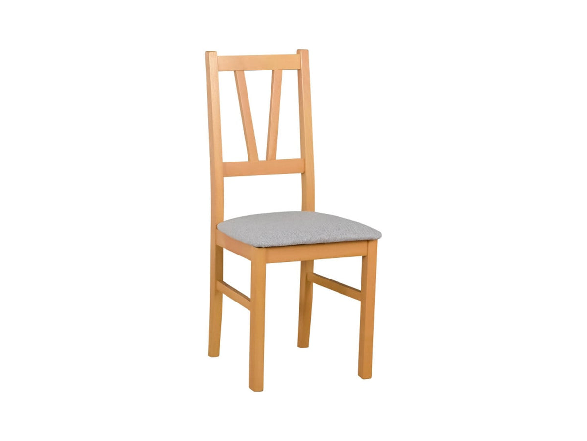 Filo Scandinavian Dining Chair – Beech Frame with Ladder Back & Upholstered Seat | Light Grey / Grandson Oak