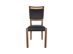 Gent 3 Dining Chair – Stirling Oak / Black Eco-Leather | Upholstered Seat & Back