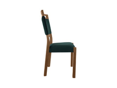 Gent 3 Dining Chair – Upholstered Beech Frame Chair | Stirling Oak & Green Riviera 38 Fabric