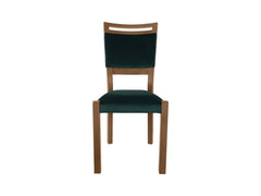 Gent 3 Dining Chair – Upholstered Beech Frame Chair | Stirling Oak & Green Riviera 38 Fabric