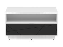 Forn Coffee Table 90 cm – White Gloss & Black Matt, Soft-Close Drawer, Magazine Shelf