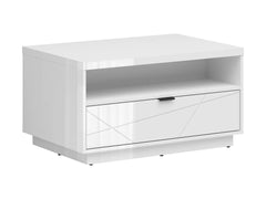 Forn — Coffee Table | 90 × 60 cm | 1 Soft-Close Drawer & Magazine Shelf | White Gloss