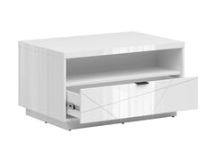 Forn — Coffee Table | 90 × 60 cm | 1 Soft-Close Drawer & Magazine Shelf | White Gloss