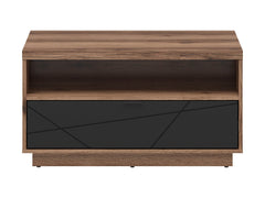 Forn Coffee Table – Dark Delano Oak & Black Matt | Soft-Close Drawer, Grooved Front & Magazine Shelf | 90×60 cm