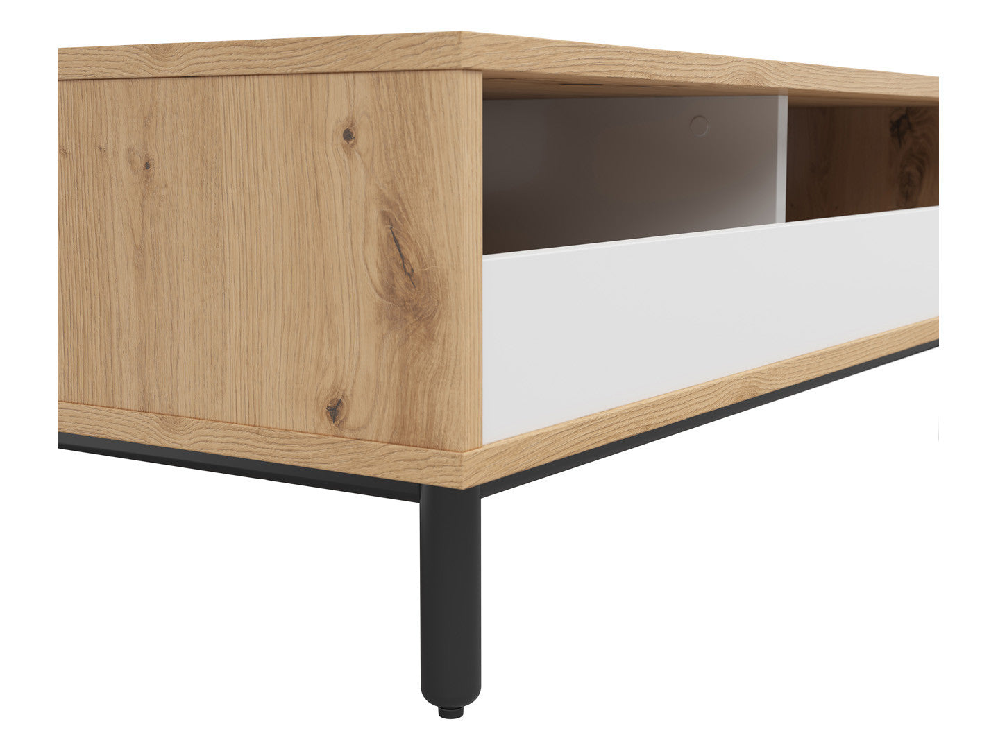 Gap Scandi Coffee Table – Artisan Oak, White & Black | Under-Shelf Storage | 110×60×38 cm | Living Room