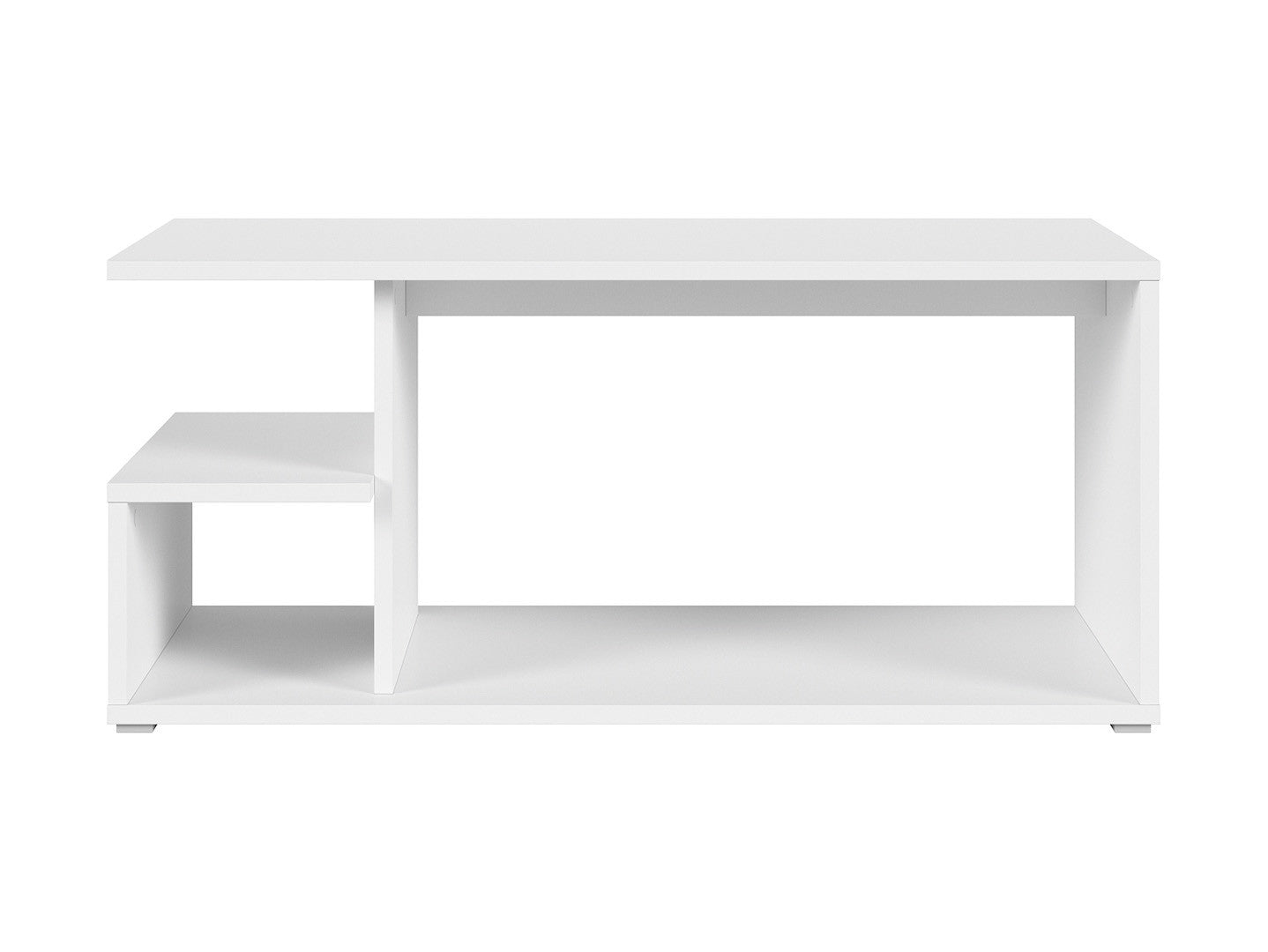 Gato Coffee Table — Geometric Design, Open Shelf & Stable Base, Alpine White