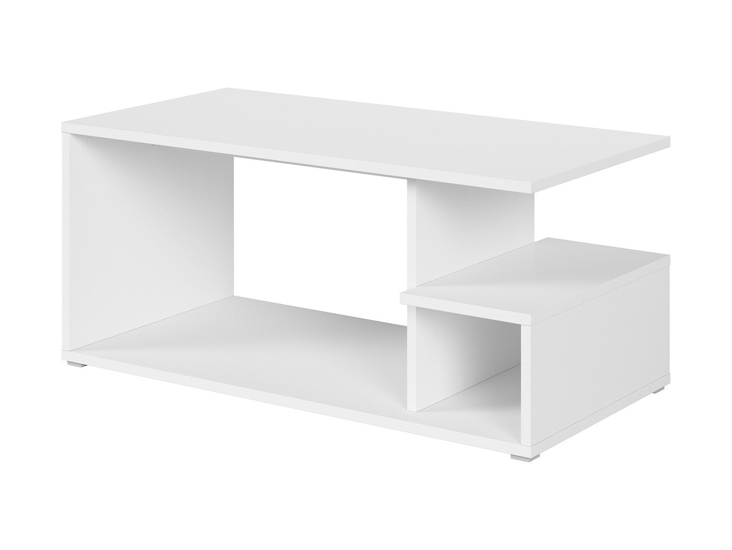 Gato Coffee Table — Geometric Design, Open Shelf & Stable Base, Alpine White