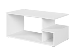 Gato Coffee Table — Geometric Design, Open Shelf & Stable Base, Alpine White