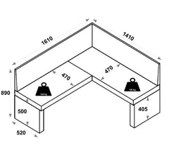 Campel Corner Kitchen Bench with Backrest – Right