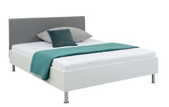 Anton Bed 140x200 cm – White, Upholstered Headboard, Slatted Base & Bonell Spring Mattress