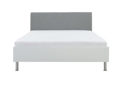 Anton Bed 140x200 cm – White, Upholstered Headboard, Slatted Base & Bonell Spring Mattress