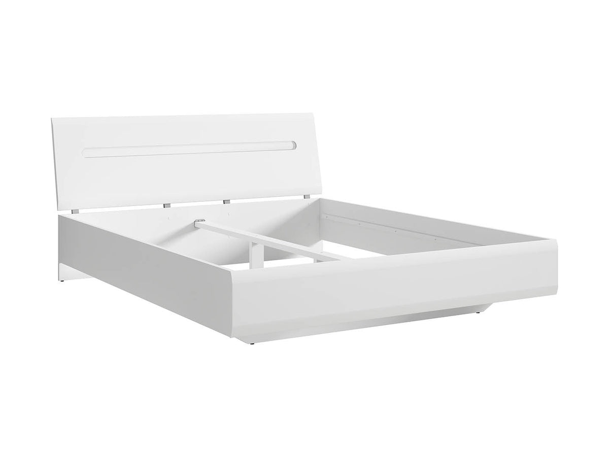 Azteca Trio Bed 160 — Smooth Fronts, Decorative Rail & Interchangeable Trim, White & White Gloss