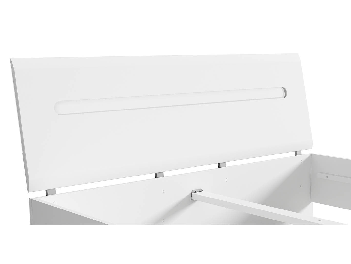 Azteca Trio Bed 160 — Smooth Fronts, Decorative Rail & Interchangeable Trim, White & White Gloss