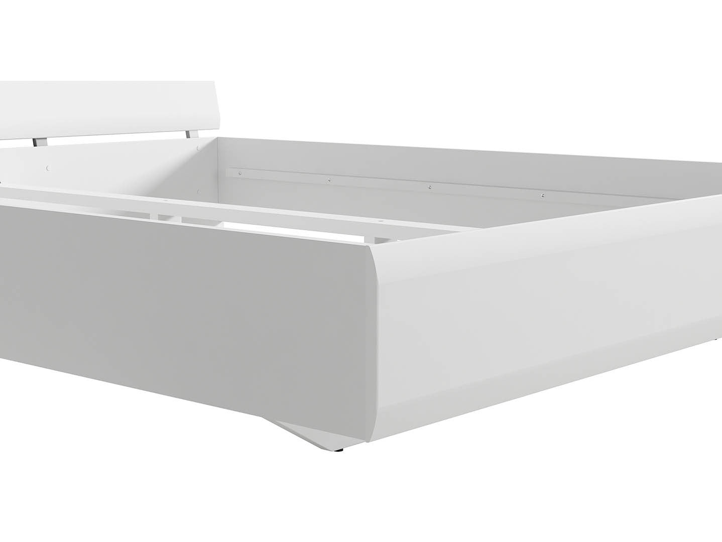 Azteca Trio Bed 160 — Smooth Fronts, Decorative Rail & Interchangeable Trim, White & White Gloss