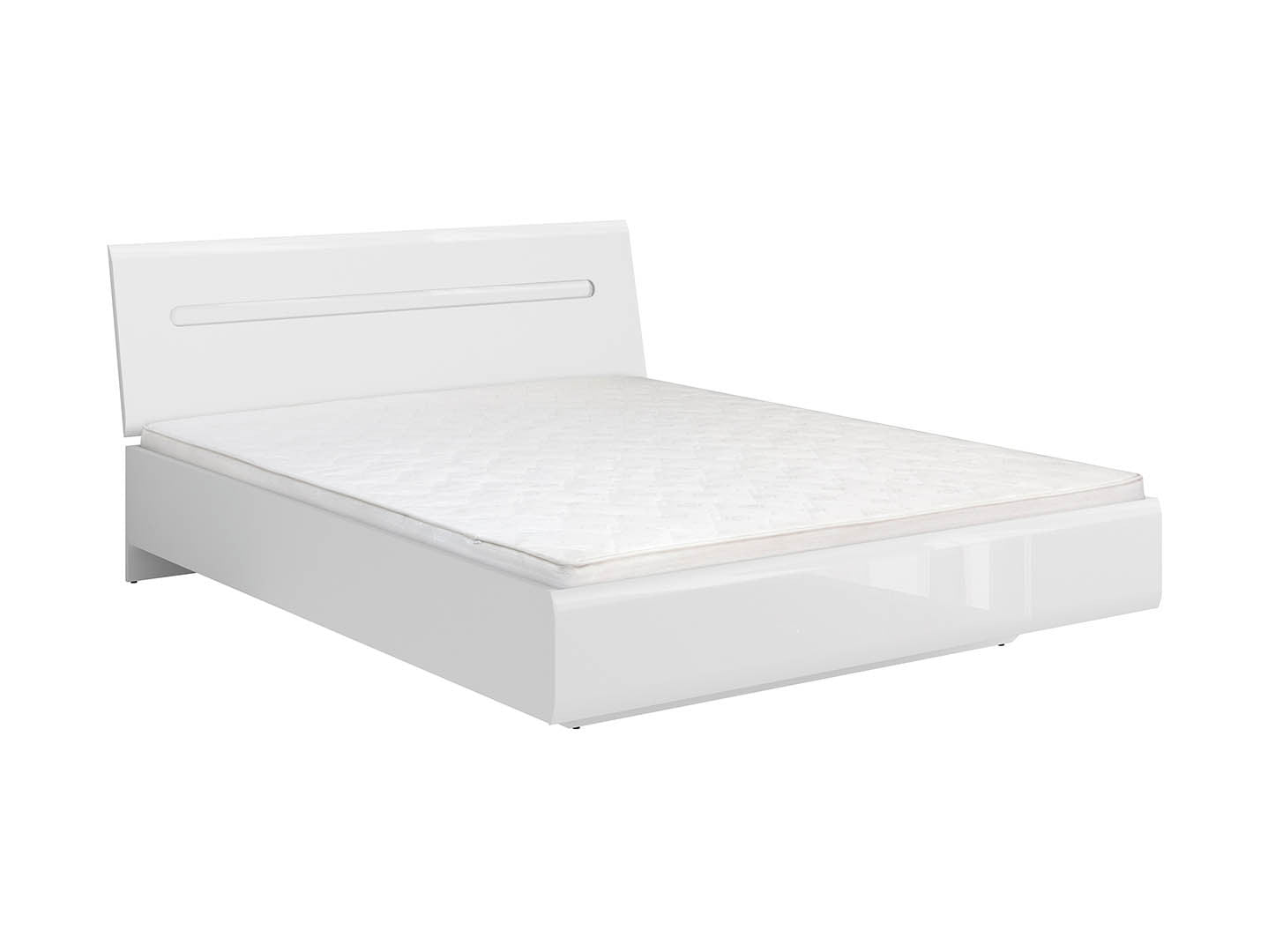 Azteca Trio Bed 160 — Smooth Fronts, Decorative Rail & Interchangeable Trim, White & White Gloss