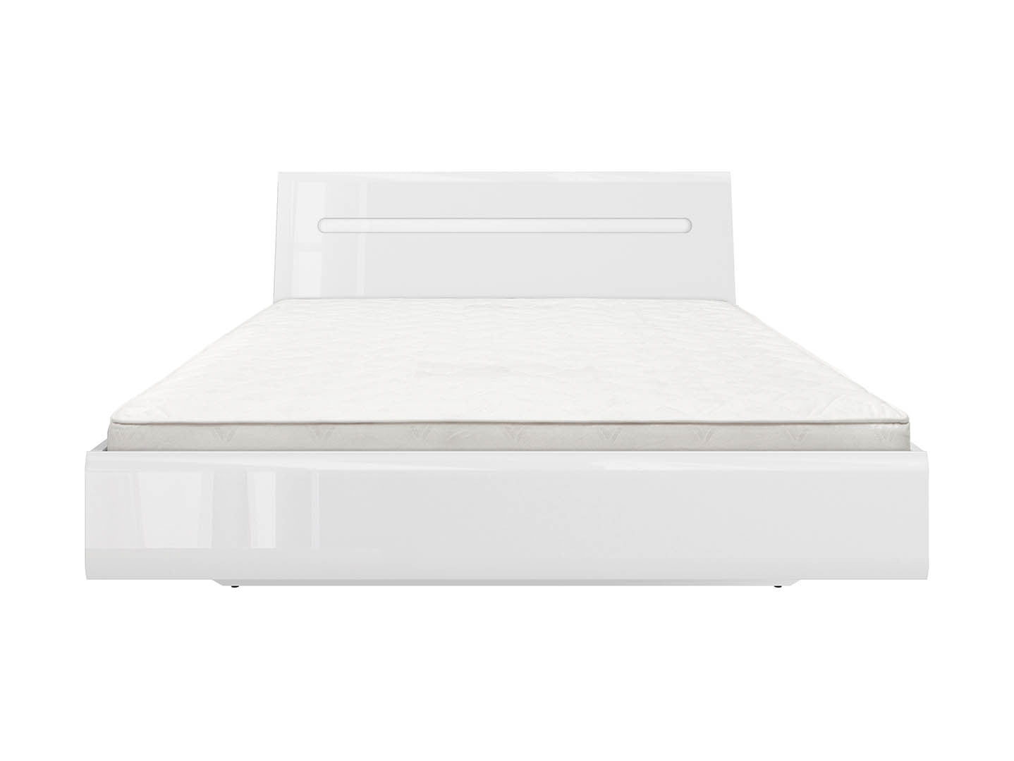 Azteca Trio Bed 160 — Smooth Fronts, Decorative Rail & Interchangeable Trim, White & White Gloss