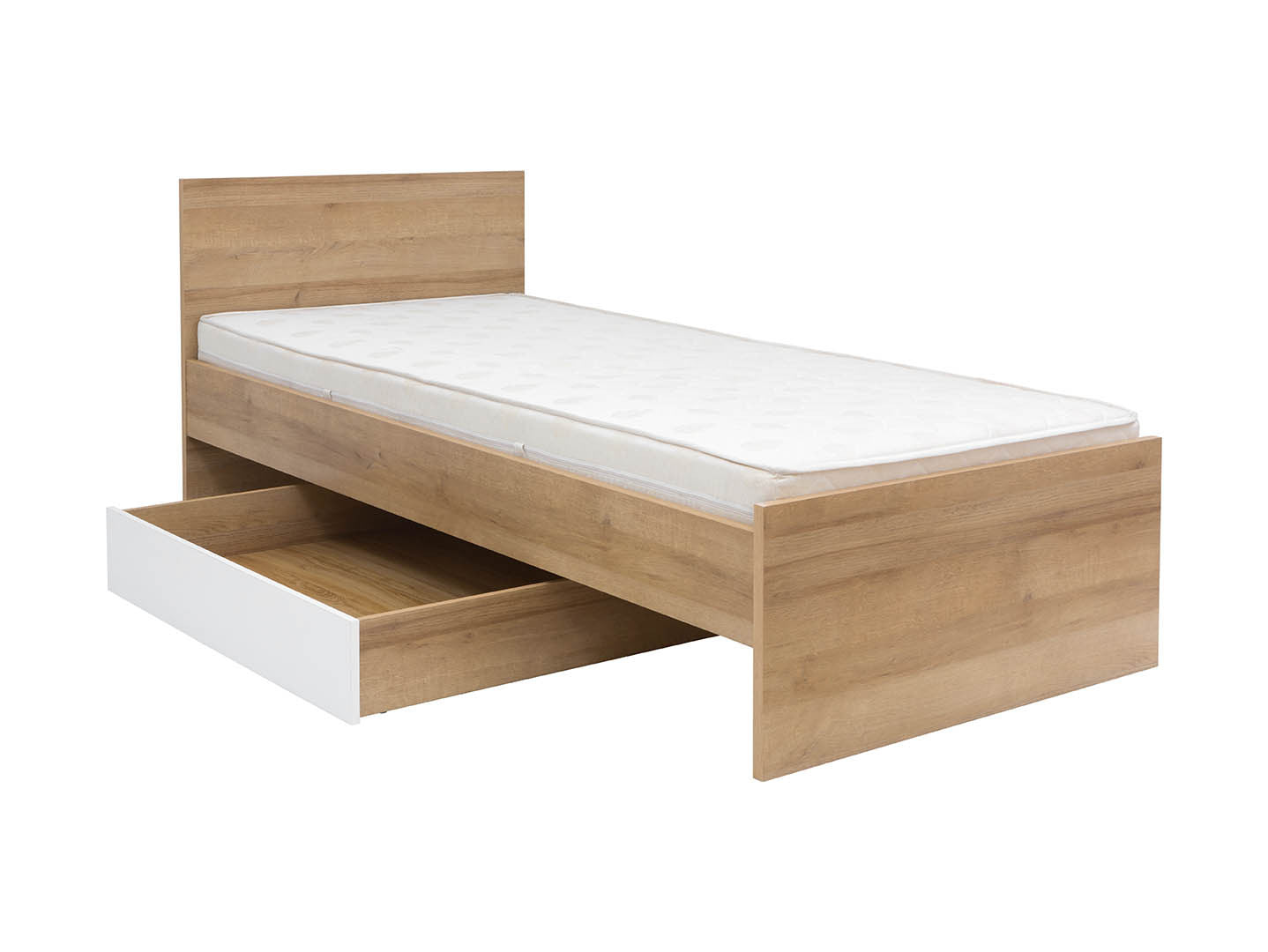 Balder Single Bed 90×200 cm – Tall Headboard, Optional Drawer | Kids & Teen | Riviera Oak