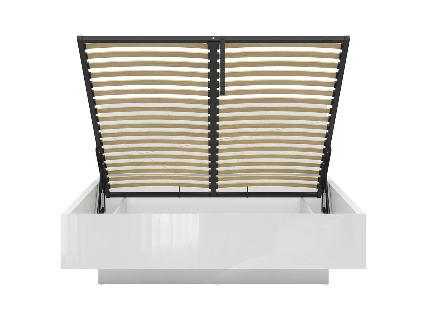 Forn Bed 160×200 with Storage – White Gloss | Gas-Lift Slatted Base