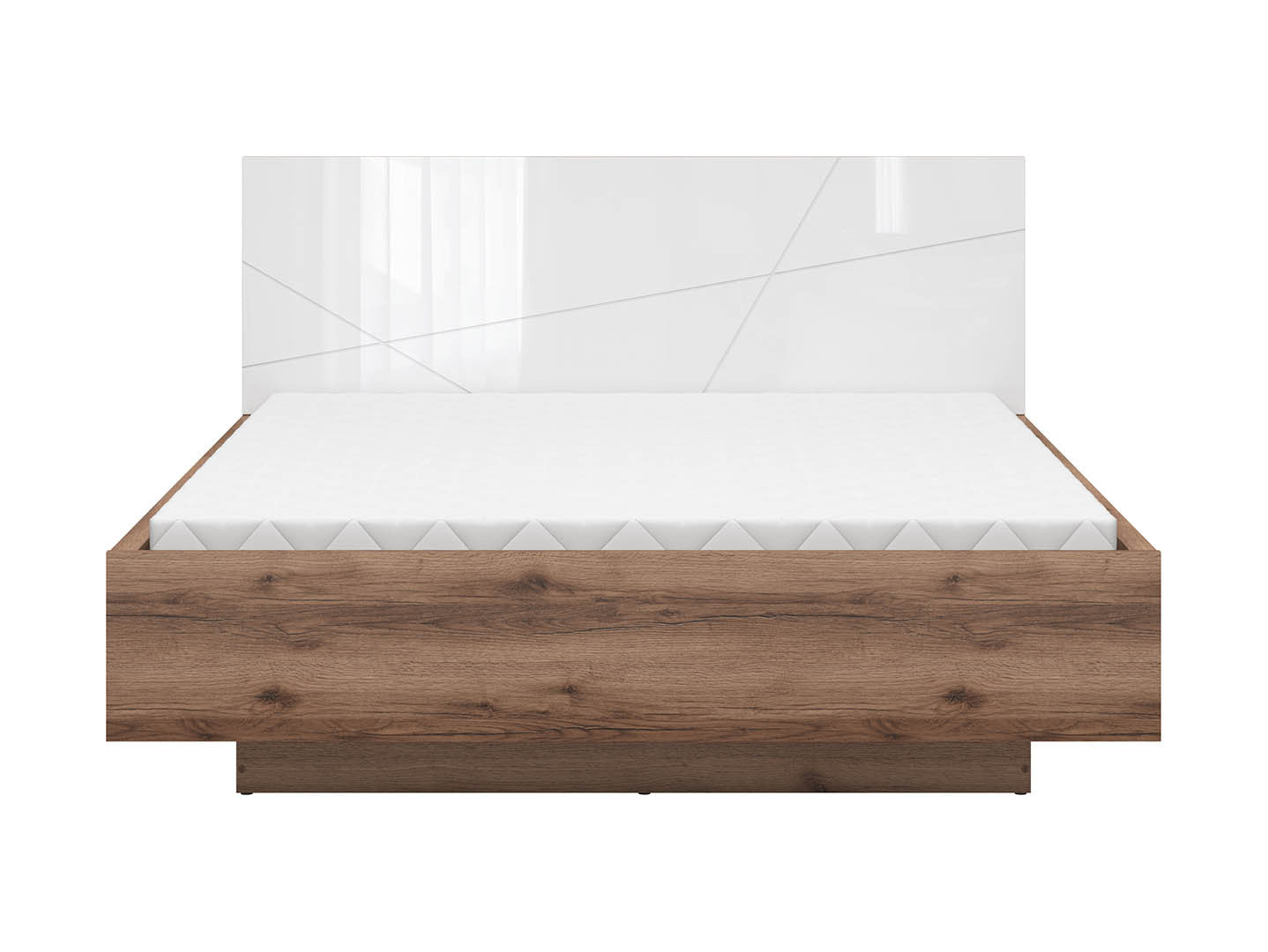 Forn Storage Bed 160×200 cm – Gas-Lift Base, Modern Style, 4 Colour Options | Dark Delano Oak & White Gloss
