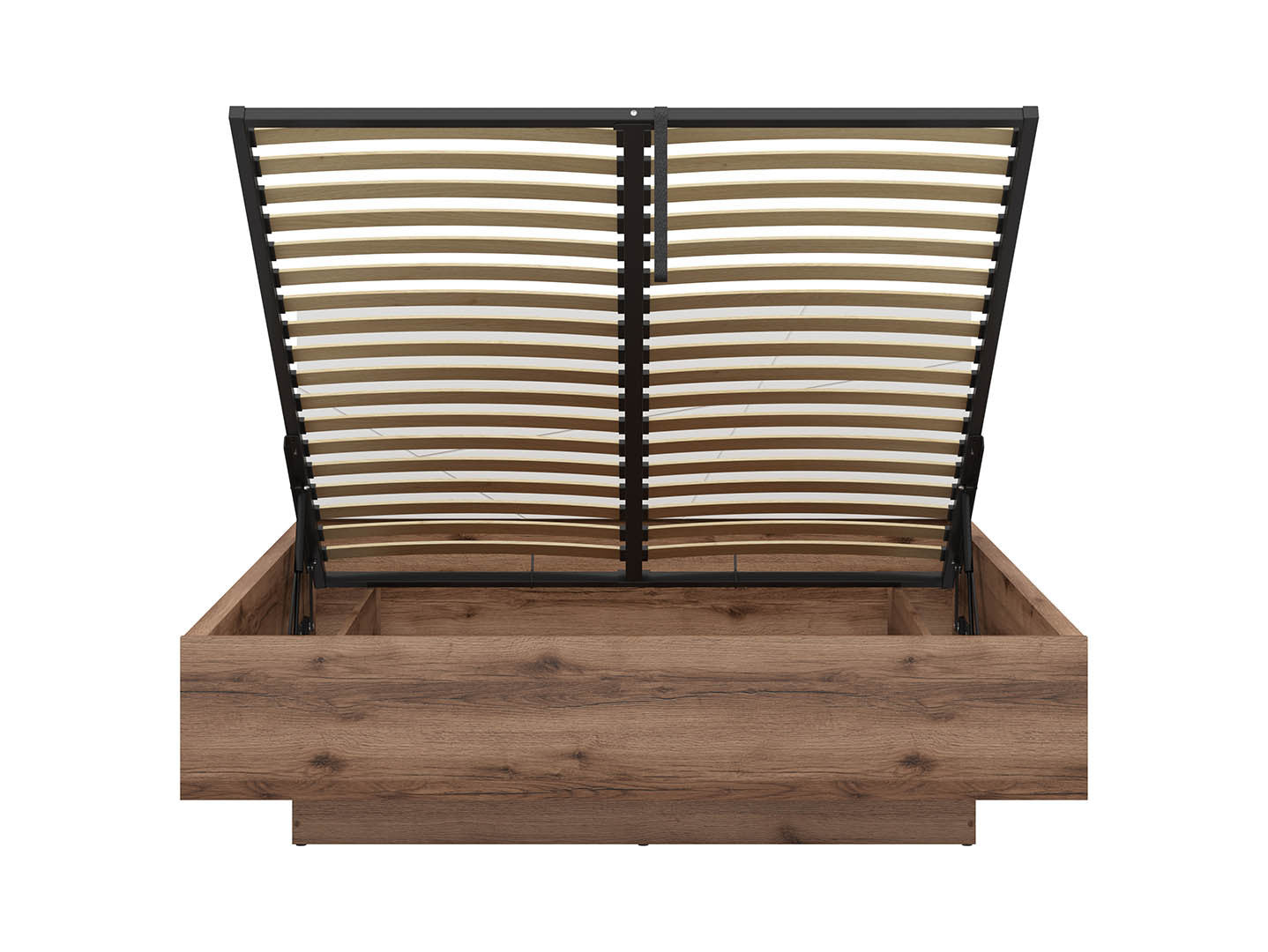 Forn Storage Bed 160×200 cm – Gas-Lift Base, Modern Style, 4 Colour Options | Dark Delano Oak & White Gloss