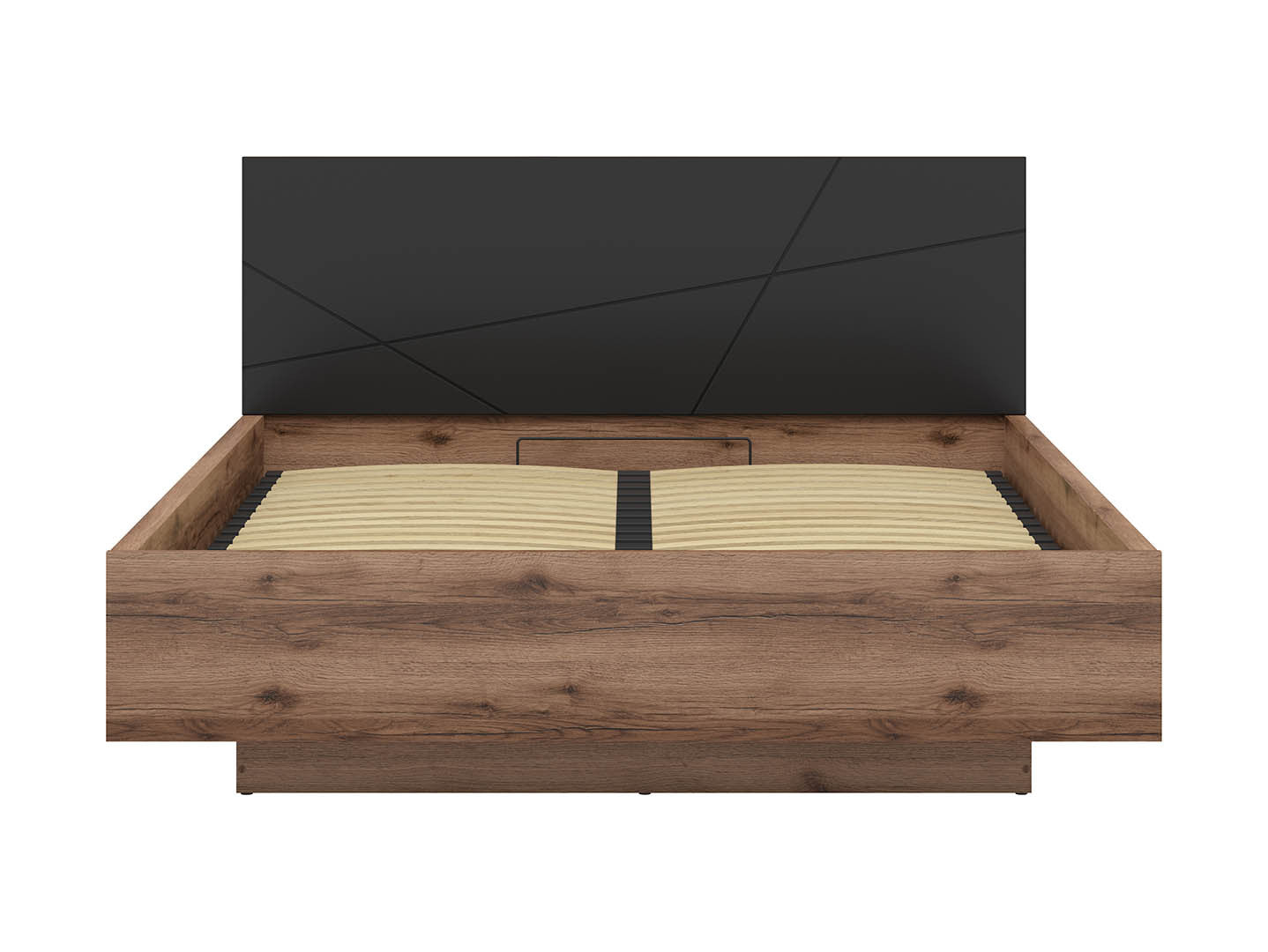 Forn Bed 160×200 with Storage – Dark Delano Oak / Matt Black