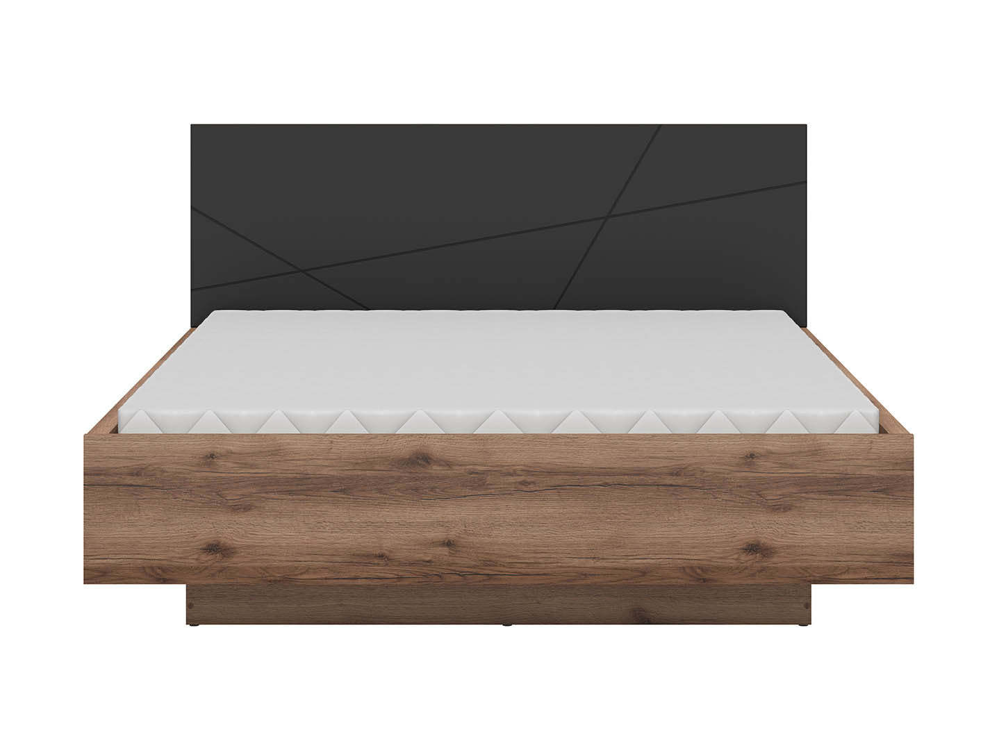 Forn Bed 160×200 with Storage – Dark Delano Oak / Matt Black