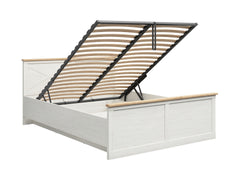 Frija Storage Bed 160×200 cm – Gas-Lift Slatted Base, Scandinavian Style | Andersen Pine & Artisan Oak
