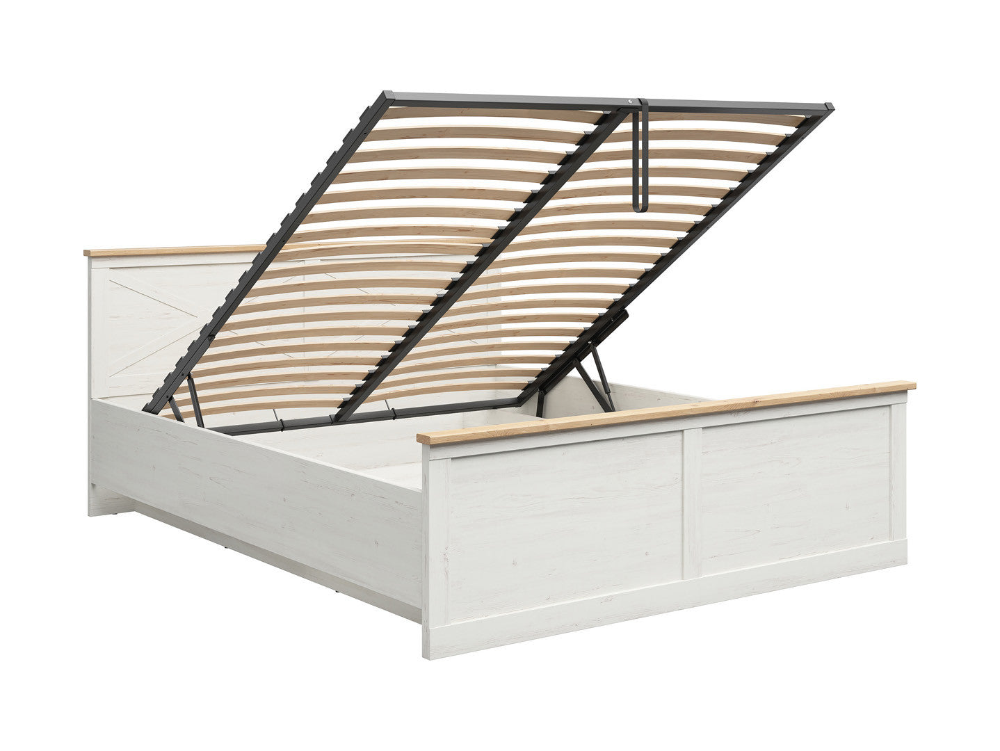 Frija Double Bed 180 with Storage | Scandinavian Style | Andersen Pine White & Artisan Oak | 180x200cm