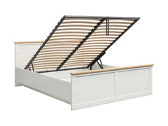 Frija Double Bed 180 with Storage | Scandinavian Style | Andersen Pine White & Artisan Oak | 180x200cm