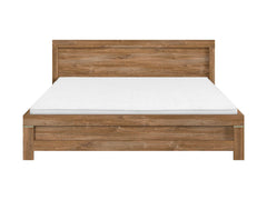 Gent Bed 160 — Tall Headboard, Natural Wood Grain & Stirling Oak Finish