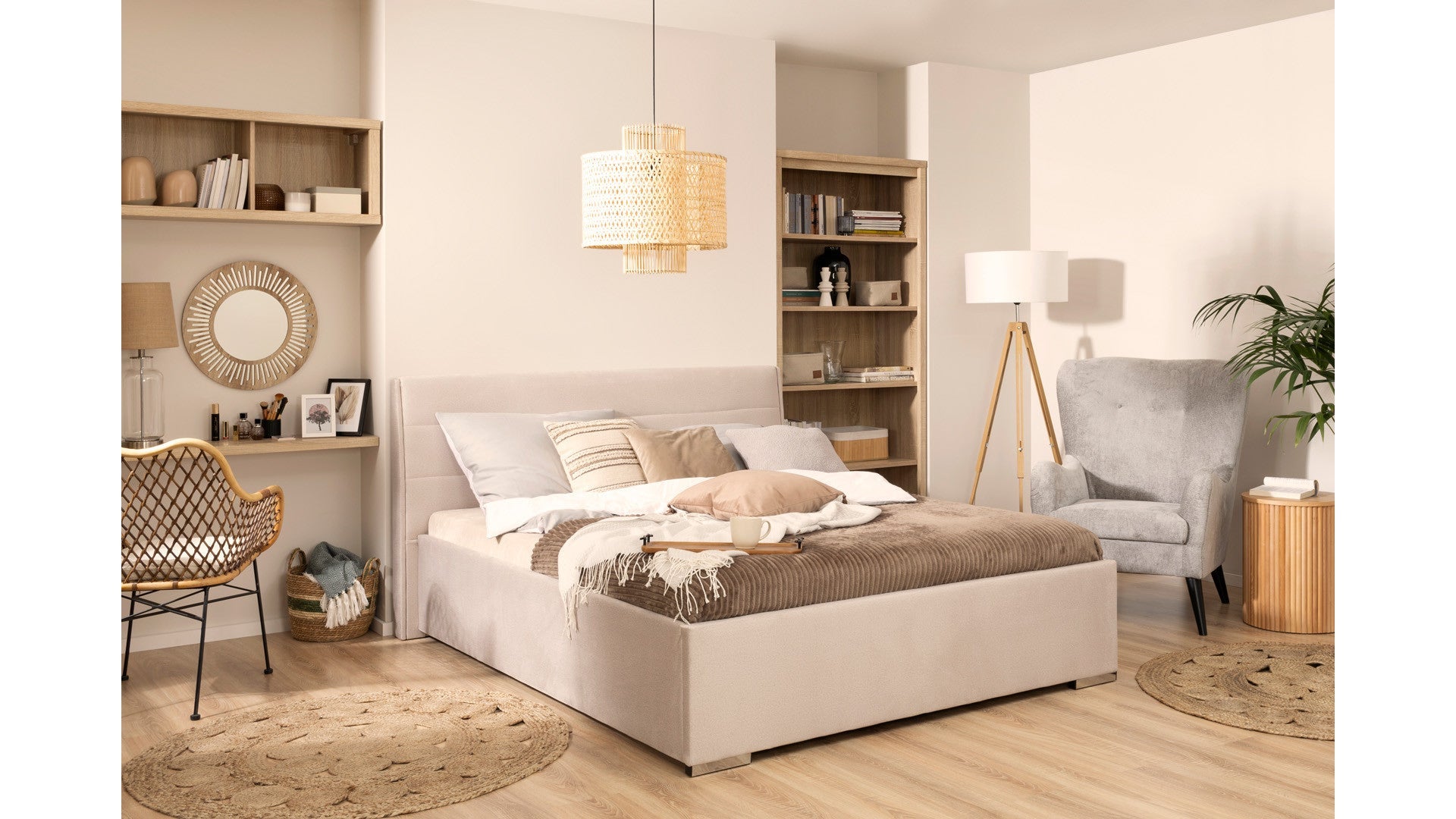 Cosala III Upholstered Bed 120×200 cm – Tall Smooth Headboard, Choice of Fabric | Frame & Mattress Optional