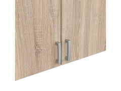 Brando 3 Wardrobe Top Unit 136 cm – Sonoma Oak & Textile, 3 Doors, Silver Handles