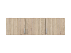Brando 3 Wardrobe Top Unit 136 cm – Sonoma Oak & Textile, 3 Doors, Silver Handles