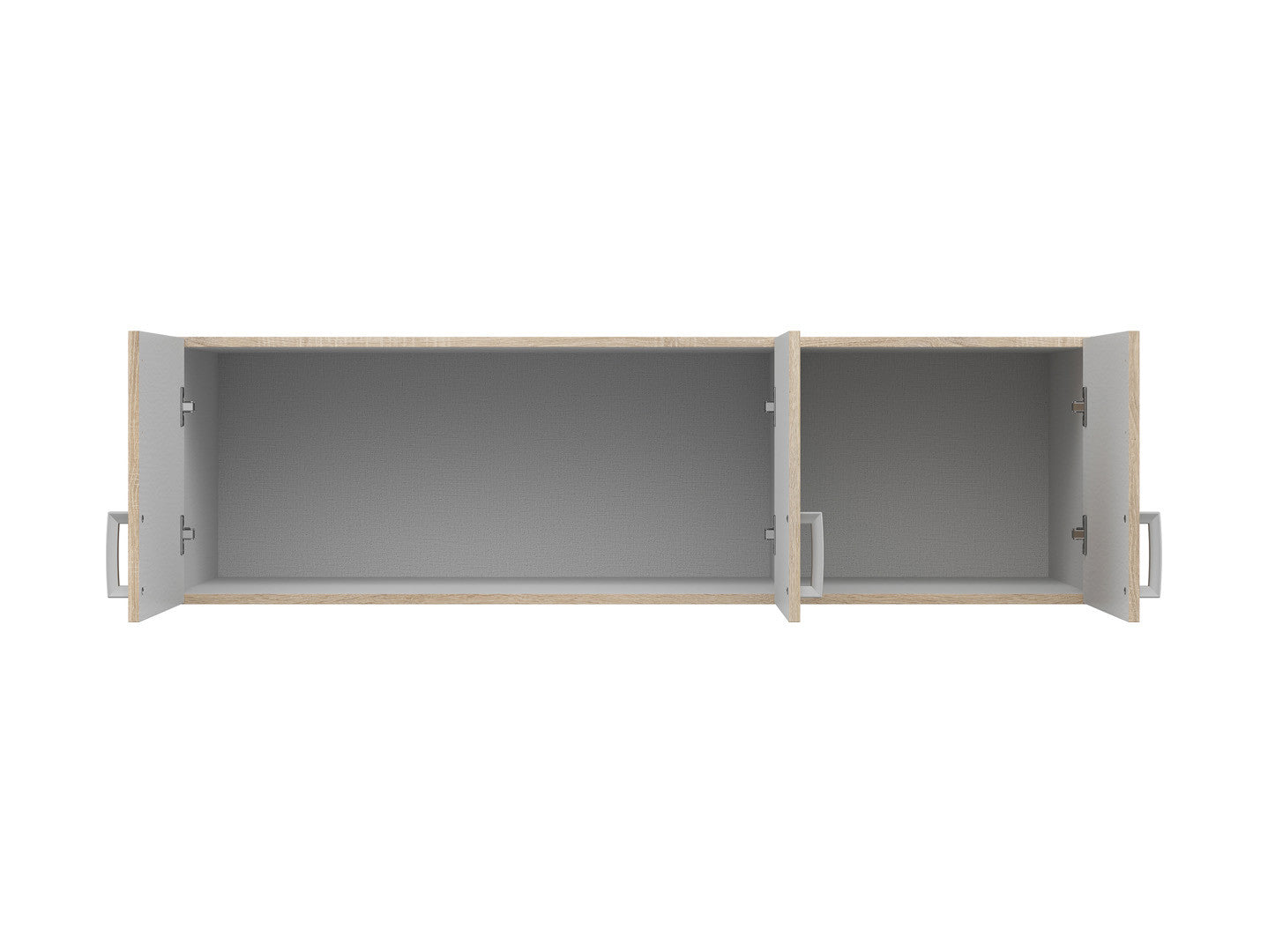 Brando 3 Wardrobe Top Unit 136 cm – Sonoma Oak & Textile, 3 Doors, Silver Handles