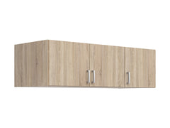 Brando 3 Wardrobe Top Unit 136 cm – Sonoma Oak & Textile, 3 Doors, Silver Handles