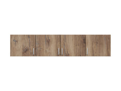 Brando 4 Wardrobe Top Unit 181×39×54 cm – 4 Doors, Ergonomic Handles | Dark Flagstaff Oak & Textile