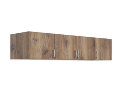 Brando 4 Wardrobe Top Unit 181×39×54 cm – 4 Doors, Ergonomic Handles | Dark Flagstaff Oak & Textile