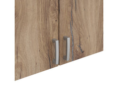 Brando 4 Wardrobe Top Unit 181×39×54 cm – 4 Doors, Ergonomic Handles | Dark Flagstaff Oak & Textile
