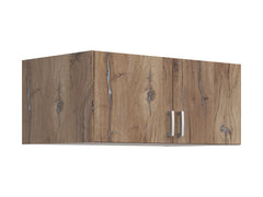Brando 2 Wardrobe Top Cabinet 91x54x39 cm – 2 Doors, Dark Flagstaff Oak & Textile