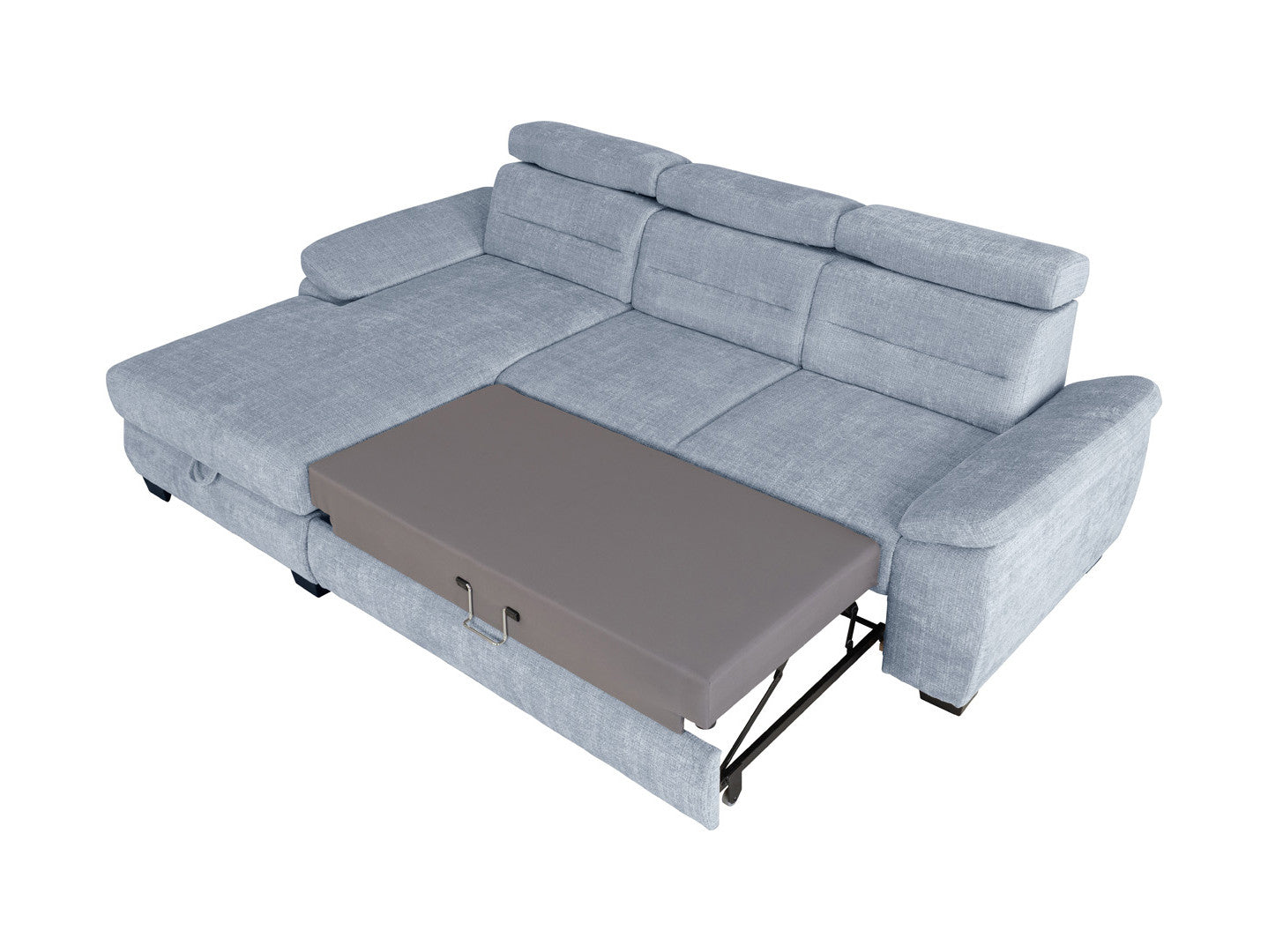 Aguda Corner Sofa Bed | Dolphin Mechanism, 3 Adjustable Headrests & Storage | 269x175cm | 133x210cm Sleep