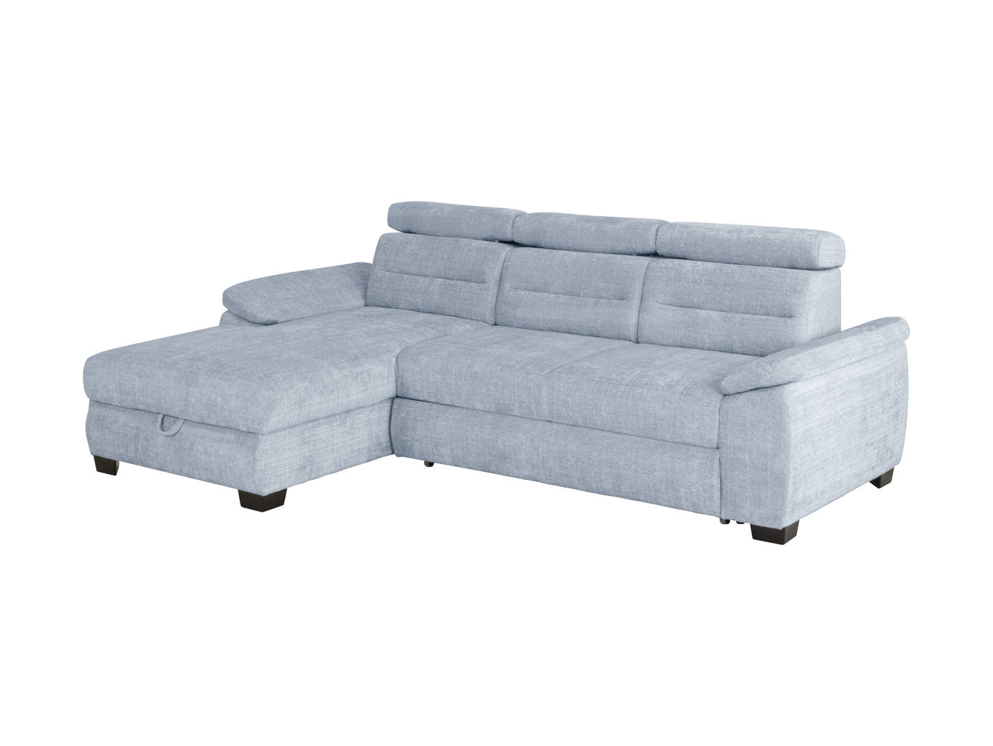Aguda Corner Sofa Bed | Dolphin Mechanism, 3 Adjustable Headrests & Storage | 269x175cm | 133x210cm Sleep