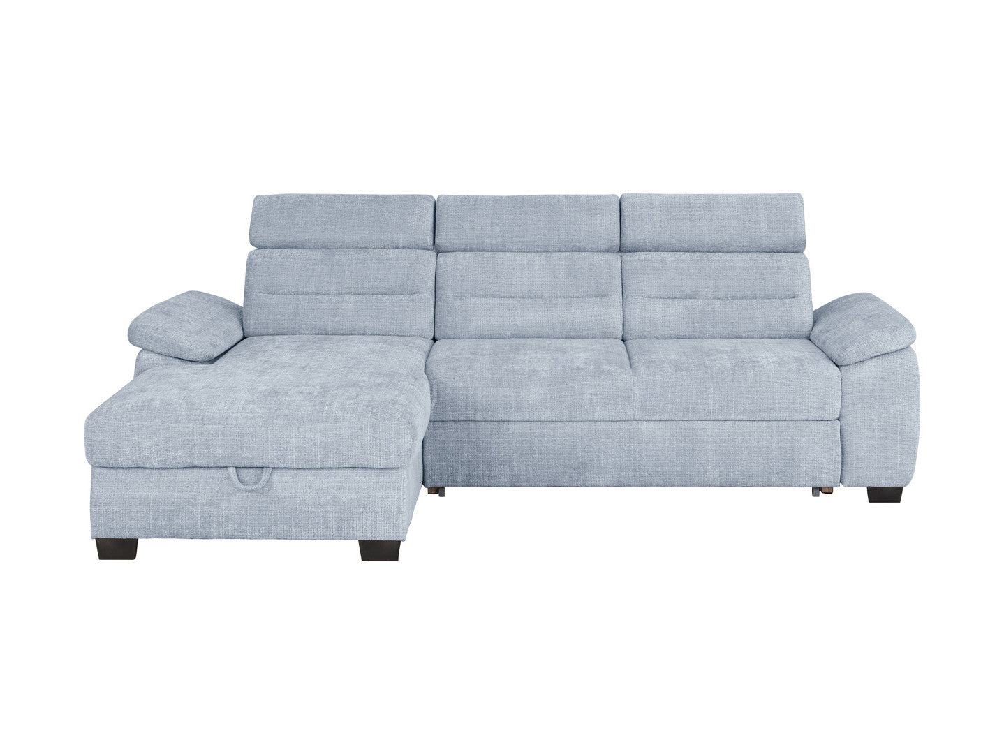 Aguda Corner Sofa Bed | Dolphin Mechanism, 3 Adjustable Headrests & Storage | 269x175cm | 133x210cm Sleep