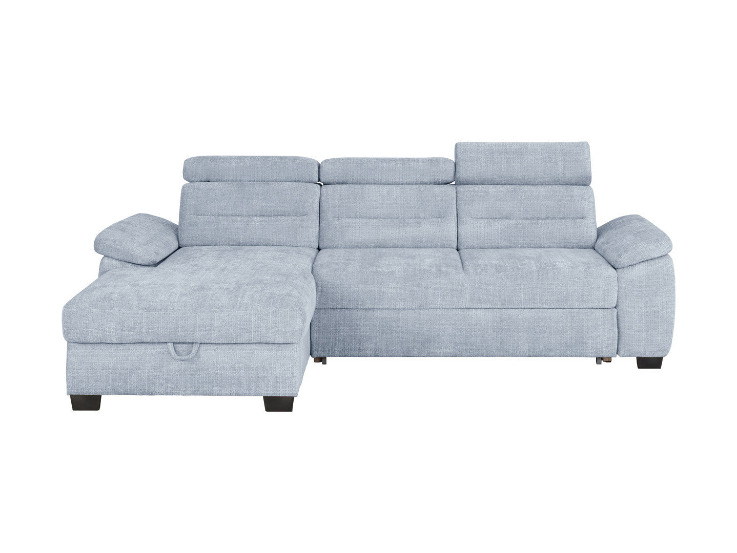 Aguda Corner Sofa Bed | Dolphin Mechanism, 3 Adjustable Headrests & Storage | 269x175cm | 133x210cm Sleep